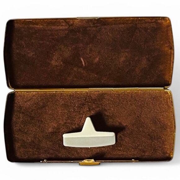 Vintage Kanda Gold Tone Black Details Brown Velvet Interior Replacement Case - Picture 8 of 11